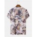 Mens All Over Floral Plants Print Holiday Short Sleeve T  Shirts