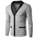 Classic Brief Fashion Neckline Sweatershirt Men’s Single  breasted Hit Color Knitting Cardigan