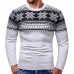 Men’s Christmas Snowflake Printing Patchwork Long Sleeve Crew Neck Casual Sweaters