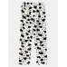 Mens Cows Pattern Thick Elastic Waist Plush Loose Pants Home Sleep Pants