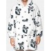 Mens Cute Panda Printed Flannel Oversized Two  Sided Blanket Hoodie With Pouch Pocket