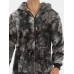 Mens Tie Dye Warm Fleece Plush Hooded Jumpsuit One Piece Home Sleepwear