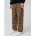 Mens Vintage Plaid Cotton Elastic Waist Drawstring Jogger Pants